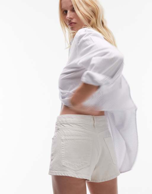 Topshop denim micro shorts in bone white