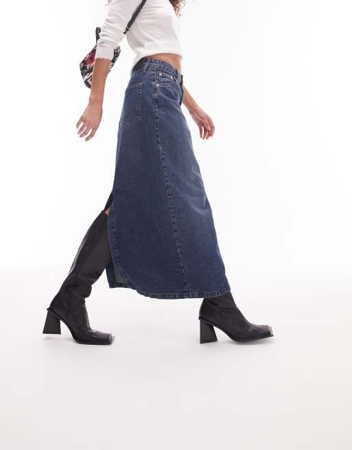 Denim midi rok hot sale