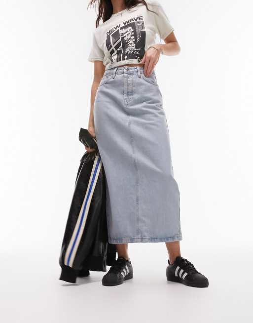 Asos denim hot sale midi skirt