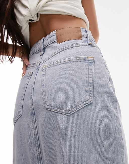 Topshop denim midi skirt in bleach | ASOS