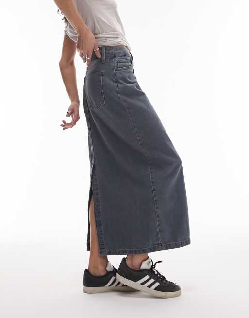 Denim midi skirt clearance topshop