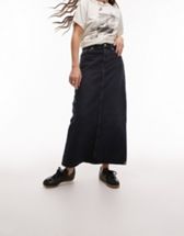 Topshop silver foil denim midi skirt in gray | ASOS