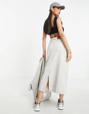 Denim midi shop skirt topshop