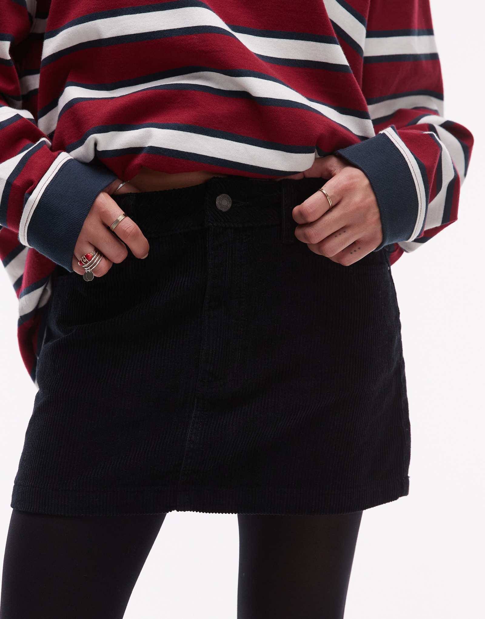 Вельветовая мини-юбка Topshop черного цвета