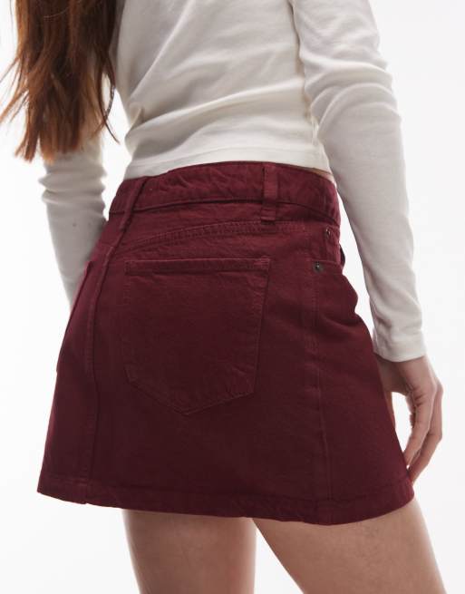 Mini Skirt Burgundy Skirt Topshop TOPSHOP Co-ord Real Suede Mini