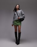 [Topshop] Topshop denim mini pelmet skirt in green 16 GREEN