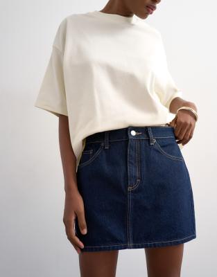 Topshop Denim Mini Pelmet Skirt In Blue