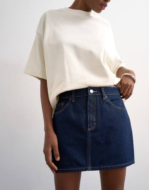 Topshop denim mini pelmet skirt in indigo rinse