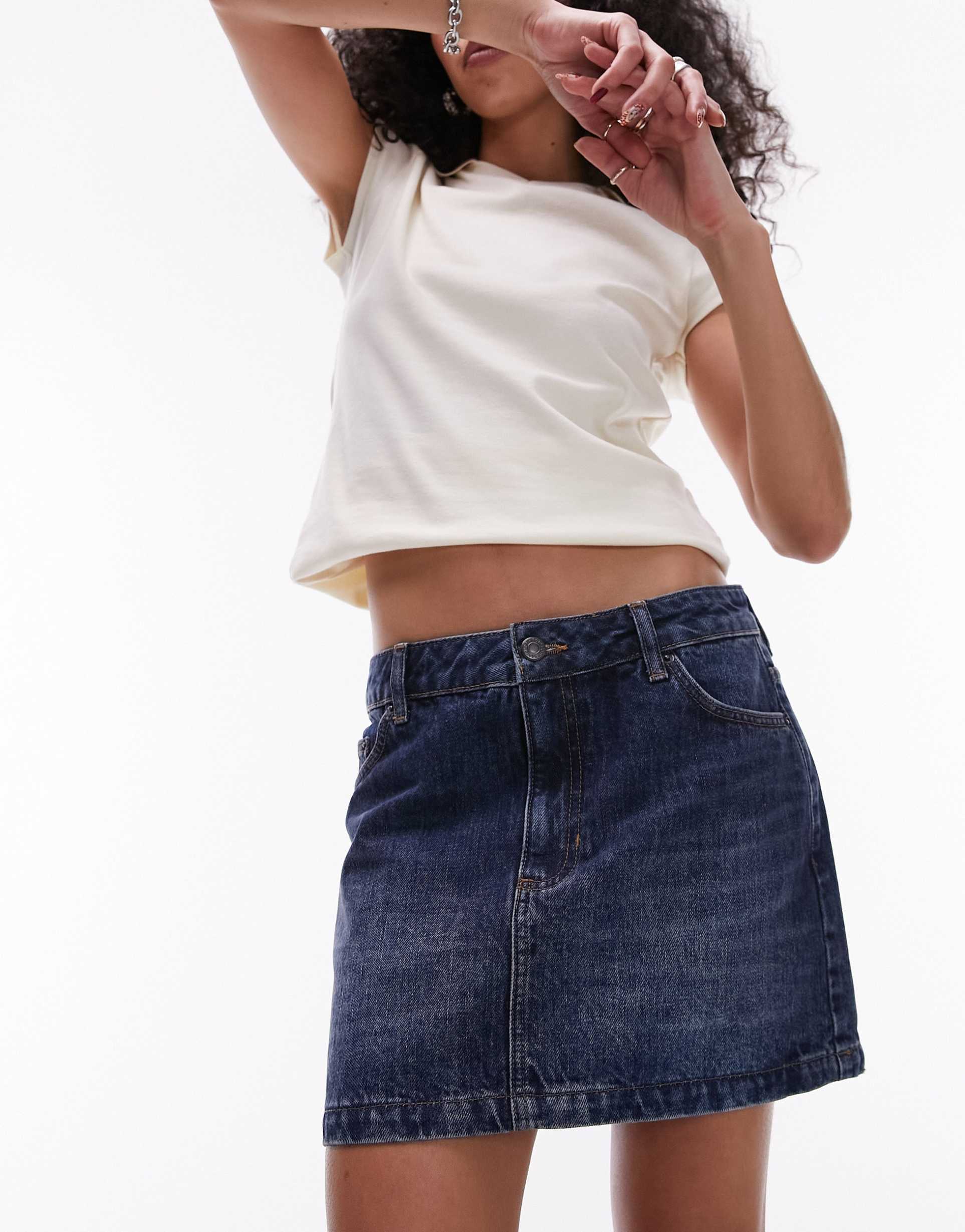 topshop denim mini pelmet skirt in indigo