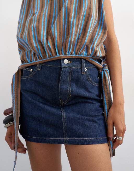Topshop denim mini pelmet skirt in inidgo rinse, 5 of 5