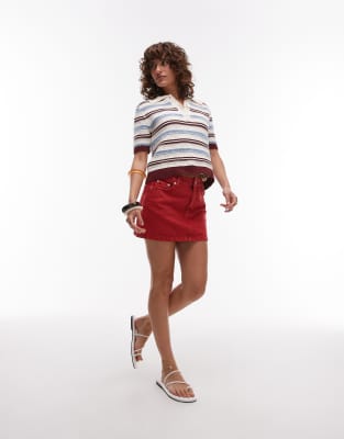 Topshop Denim Mini Pelmet Skirt