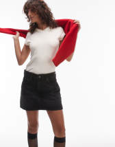 Topshop denim pelmet mini skirt in bleach