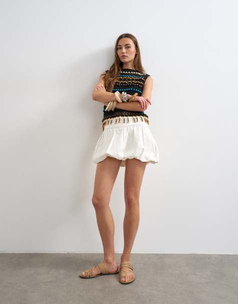 Topshop - Denim mini rok met bolle zoom in beenwit - view 1