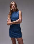 [Topshop] Topshop denim mini shift dress in mid blue 14 Mid blue