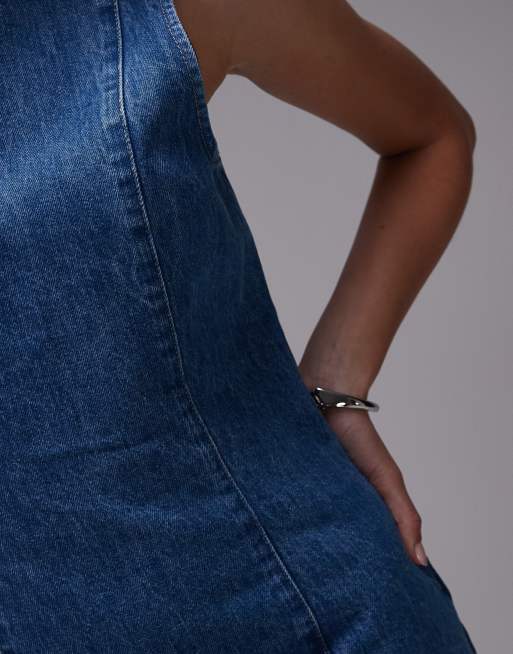 knee length dresses for ladies Sleeveless Denim Midi Dress – Rolling Rack Boutique