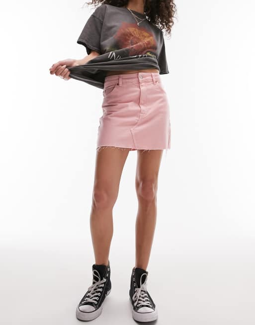 Topshop - Denim minirok in babyroze, deel van co-ord set , 2 van 4