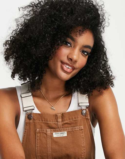 Topshop denim overalls in brick | ASOS
