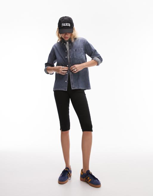 Topshop - Denim overhemd in rokerig blauw 
