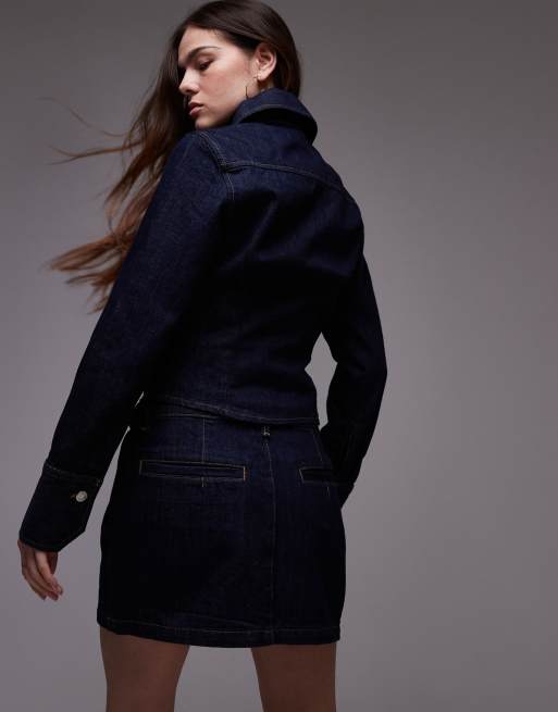 Topshop - Denim overhemd met rits en wassing in indigo, 3 van 4