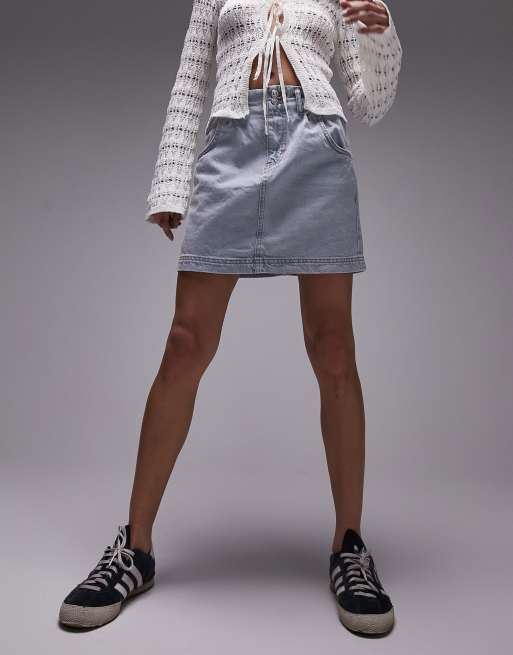 Topshop denim paperbag skirt in bleach ASOS