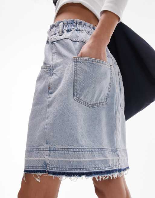 Denim paperbag 2024 waist skirt