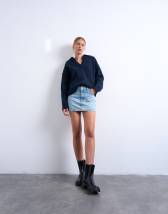 ASOS DESIGN knit hood in oatmeal