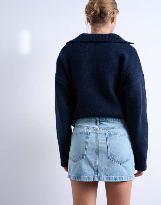 Topshop denim pelmet mini skirt in bleach