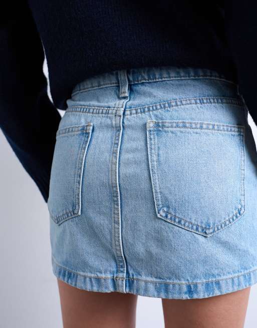 Topshop denim pelmet mini skirt in bleach