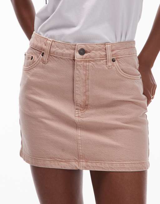Topshop denim pelmet mini skirt in blush, 4 of 5