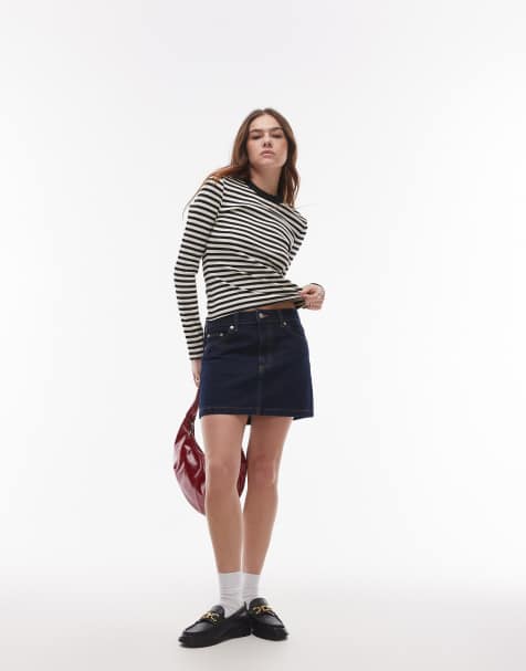 Topshop denim pelmet mini skirt in raw look indigo - view 1