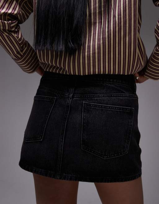 Topshop denim pelmet mini skirt in washed black