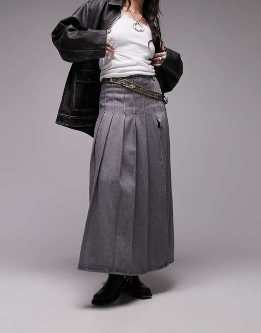 Topshop grey pleated skirt hotsell