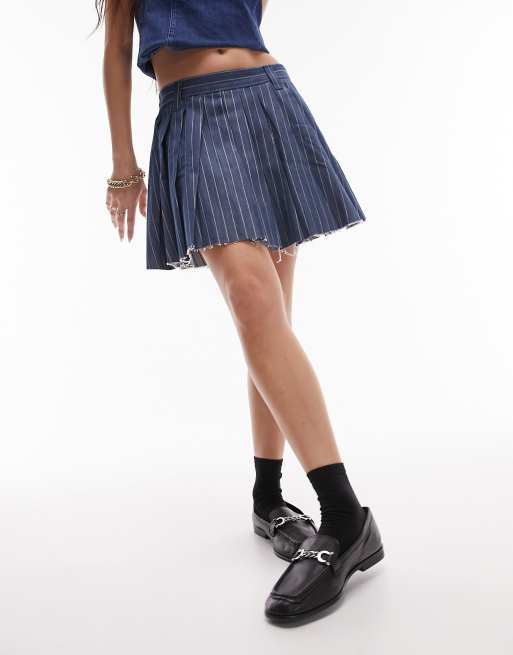 Pleated deals denim skirt