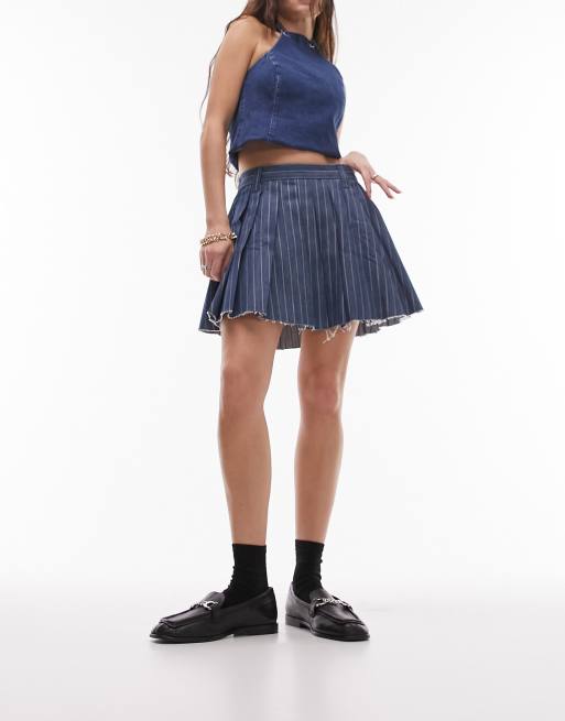 Topshop blue 2025 pleated skirt