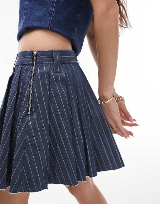 Topshop blue 2025 pleated skirt