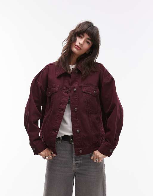 Maroon Jumper With Jean Jacket Topshop Denim Ranch Jacket In