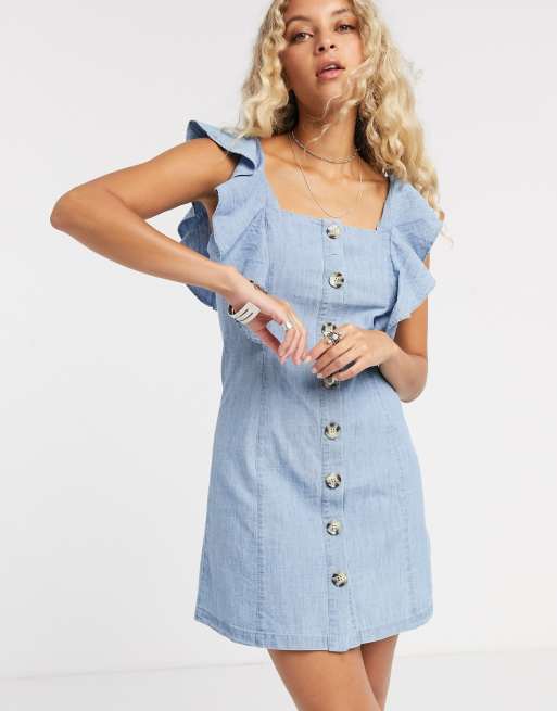 Jean ruffle dress sale