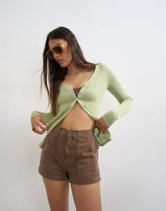 Denim scout short in chocolate