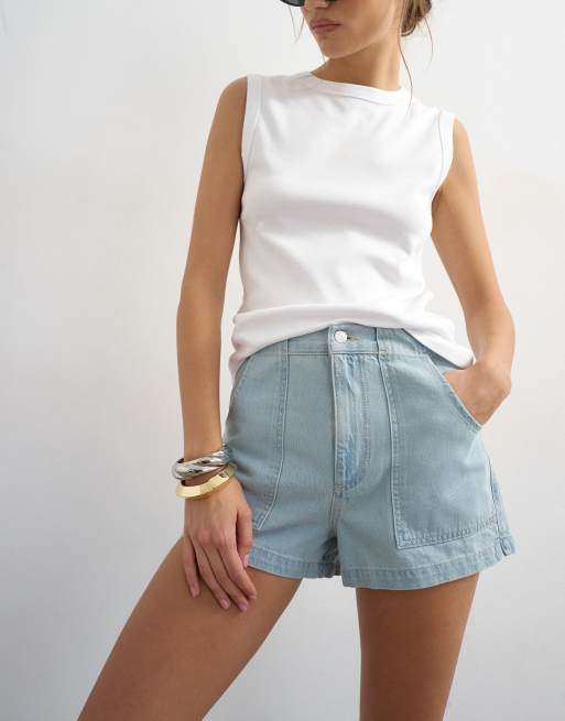 Topshop denim scout shorts in bleach, 3 of 5