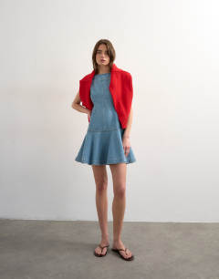 Denim seamed mini dress in bleach