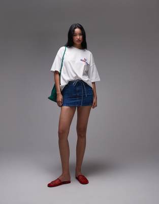 Topshop Denim Self Tie Pelmet Skirt