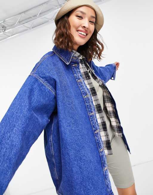 Topshop denim shacket in bright blue - part of a set