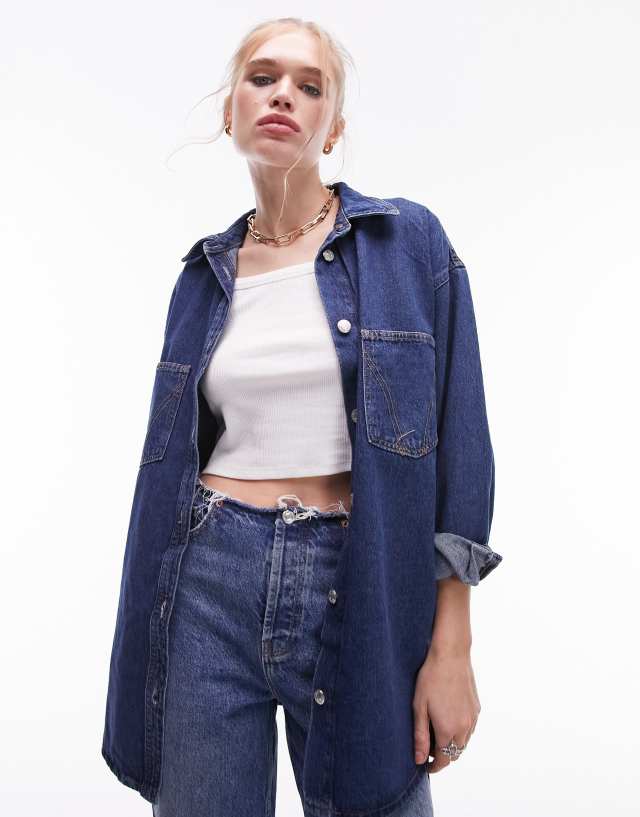 Topshop denim shacket in indigo