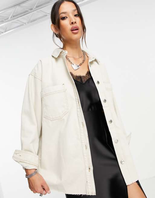 Topshop - Denim shacket in steenkleur  