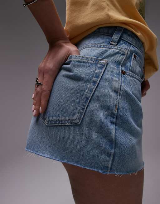 Topshop - Denim short met A-lijn in bleekwassing, 4 van 5