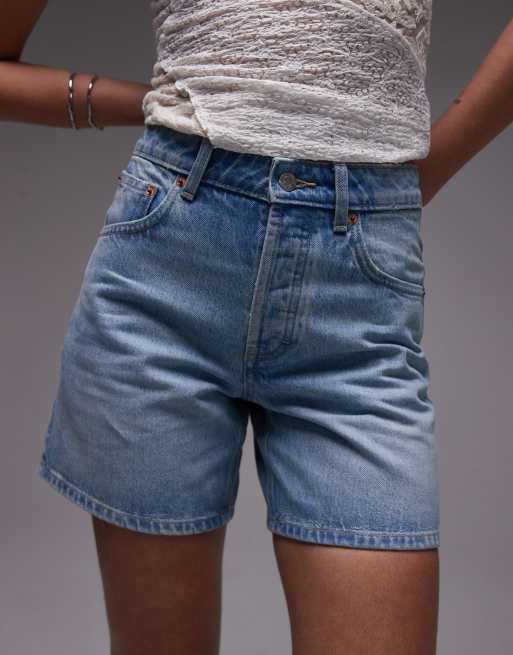Topshop denim shorts in bleach