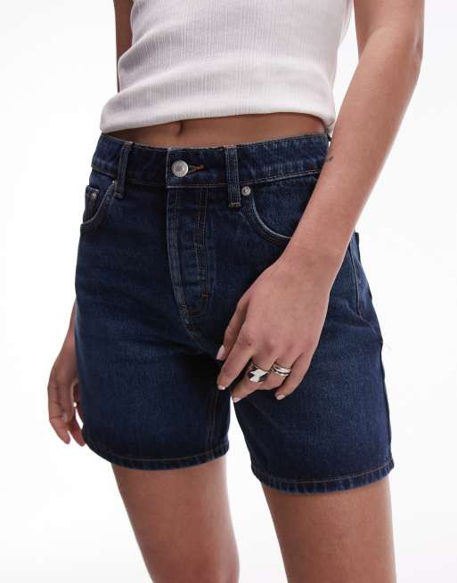 Topshop denim Editor shorts in rich blue