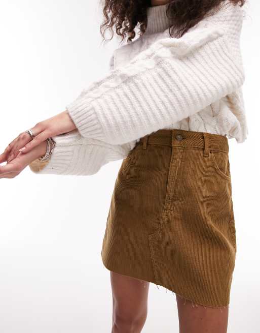 Khaki denim 2025 skirt topshop