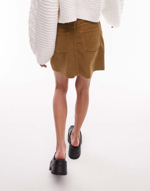 Khaki denim skirt topshop hotsell