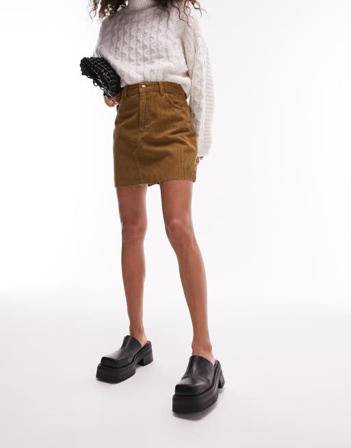 Khaki denim skirt on sale topshop